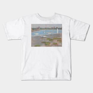 Low Tide, Riverside Yacht Club by Theodore Robinson Kids T-Shirt